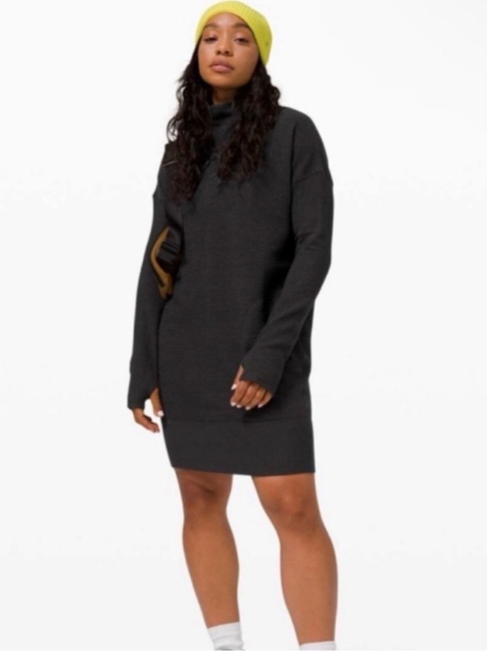 NWOT LULULEMON CALL FOR COZY BLACK DRESS SIZE 10